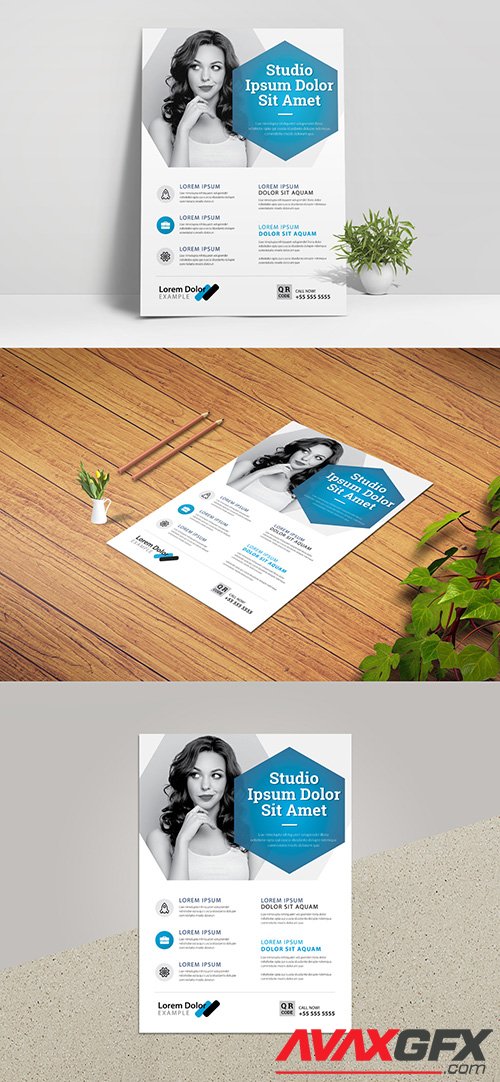 Minimal Business Flyer Layout with Blue Accent 332755273