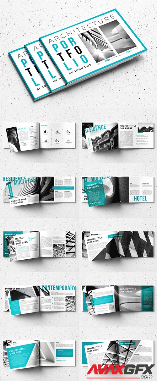 Portfolio Layout with Teal Accents 332978256