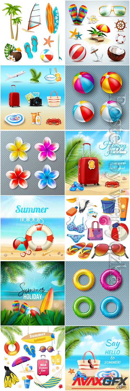 Hello summer holiday vector illustrations