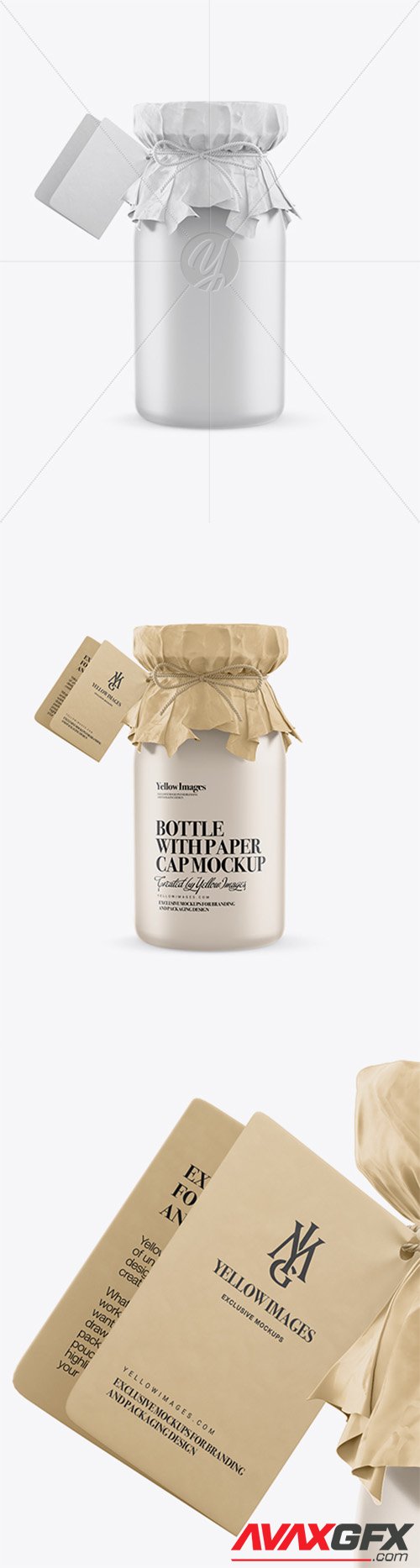 Matte Bottle with Paper Cap and Tag Mockup 23506