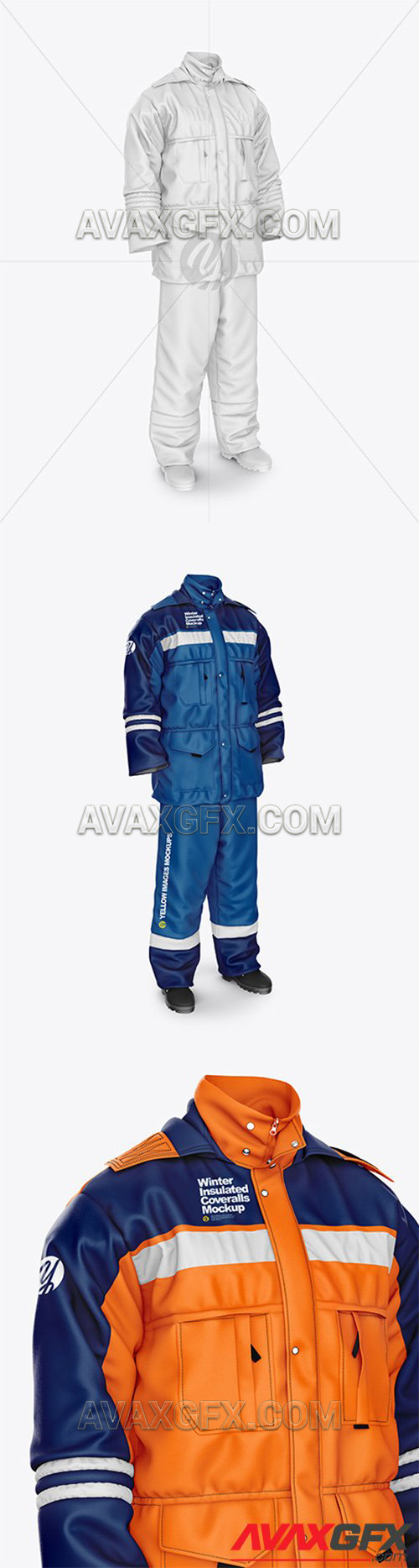 Winter Insulated Coveralls Mockup – Front Half Side View 57529