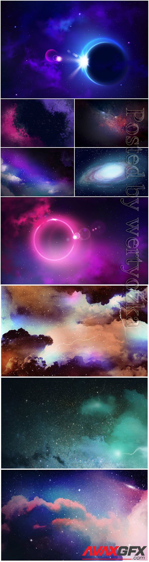 Sky galaxy, glowing stars, astronomy, cosmic vector background