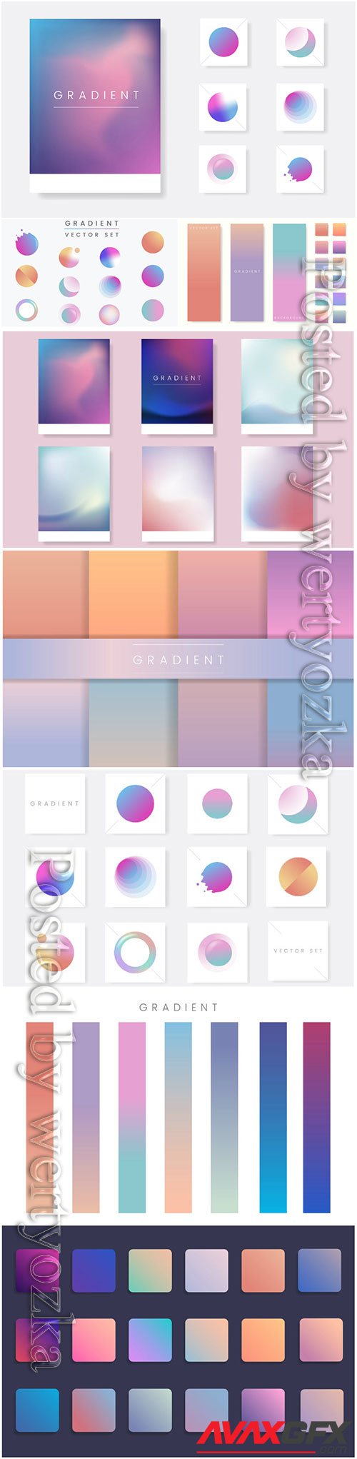 Colorful gradient badge vector set