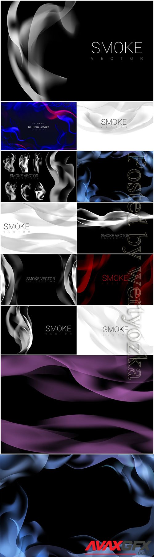 Set of smoke vector background