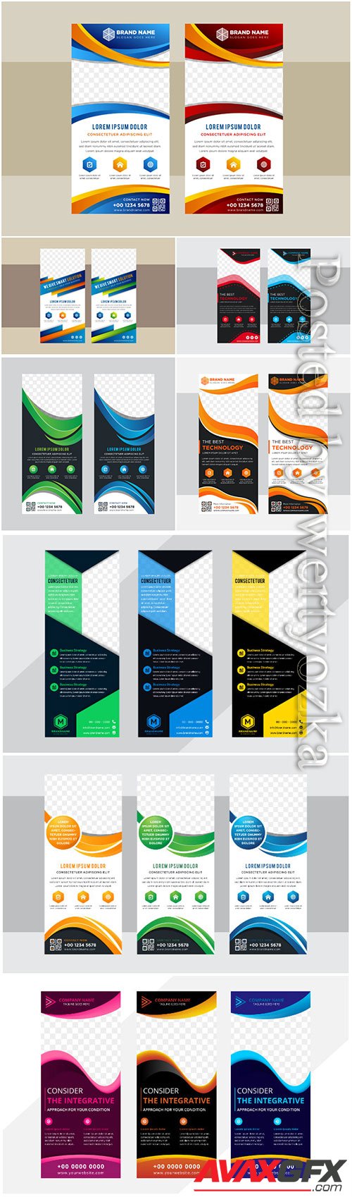 Roll up business brochure, flyer banner design vertical template vector