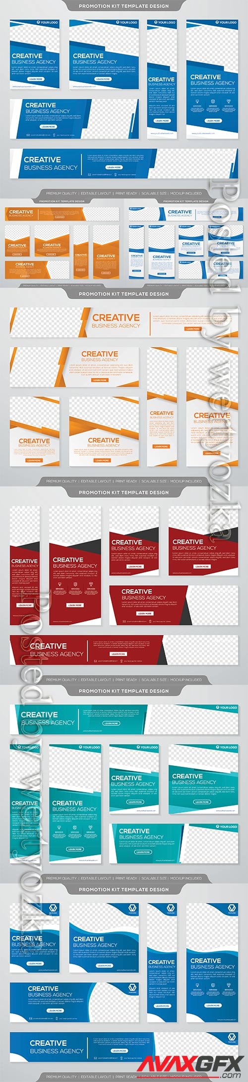 Set of vector business banner template with minimalist layout and modern style