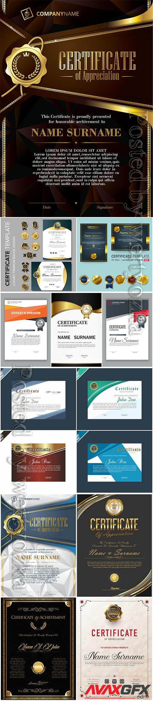 Certificate and vector diploma vintage template