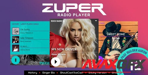 CodeCanyon - Zuper - Shoutcast and Icecast Radio Player With History - Elementor Widget Addon v1.0.0 - 26804341