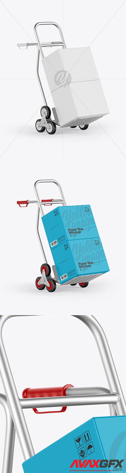 Metallic Hand Truck With Boxes Mockup 58405