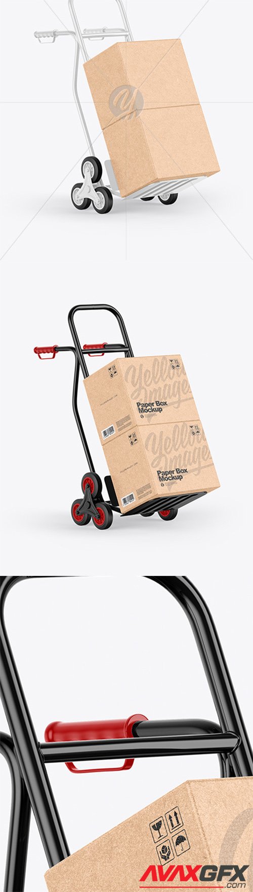 Hand Truck With Kraft Boxes Mockup 58381