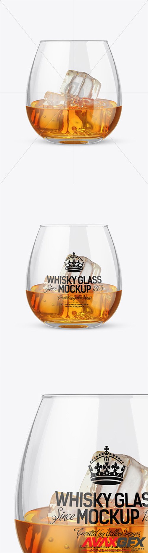 Whisky Glass With Ice Cubes Mockup 58004