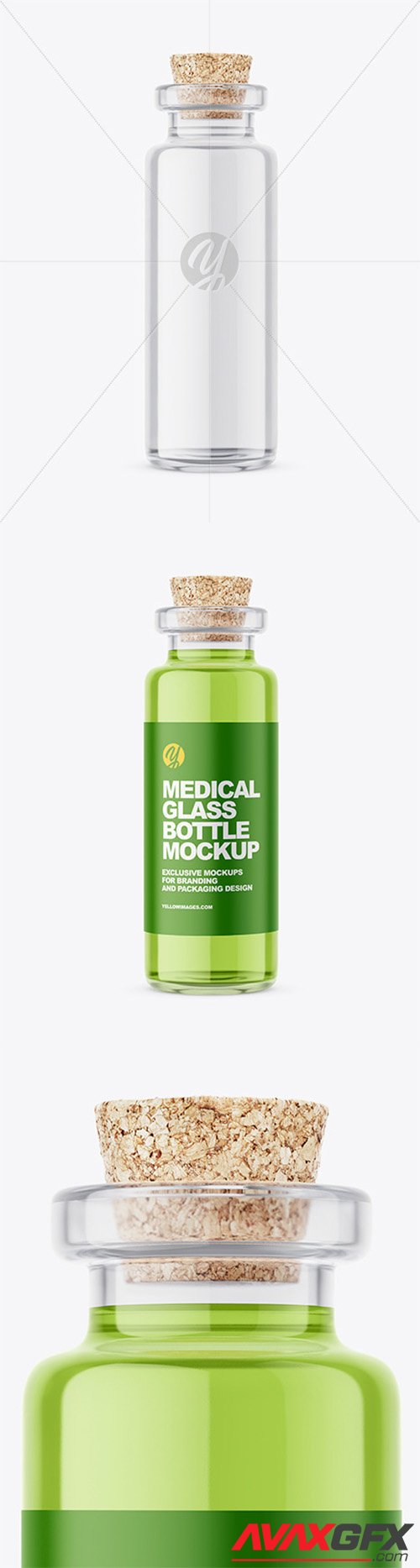 Glass Medical Bottle with Cork Mockup 57958
