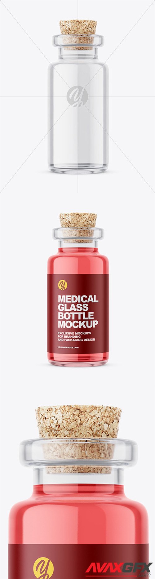 Glass Medical Bottle with Cork Mockup 57973
