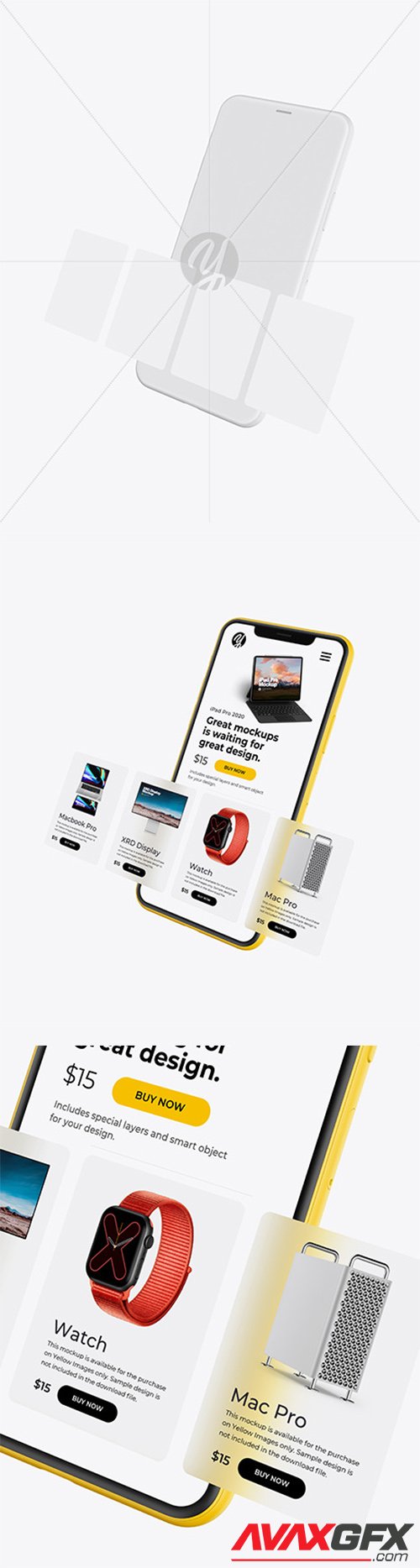 Clay iPhone 11 with Cards Mockup 59783