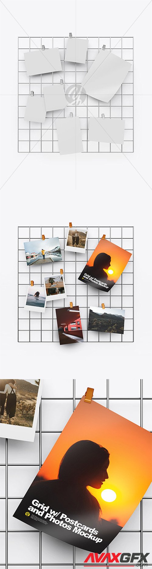 Grid w/ Postcards and Photos Mockup 59518