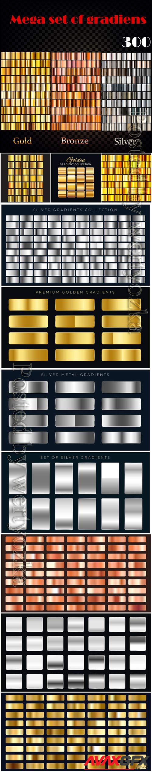 Big set of silver or gold gradients