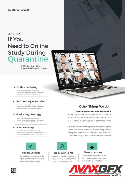 Online Home Learning - Premium flyer psd template