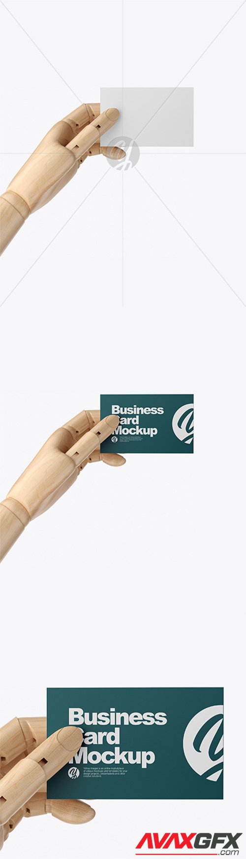 Wooden Hand With Business Card Mockup 60218