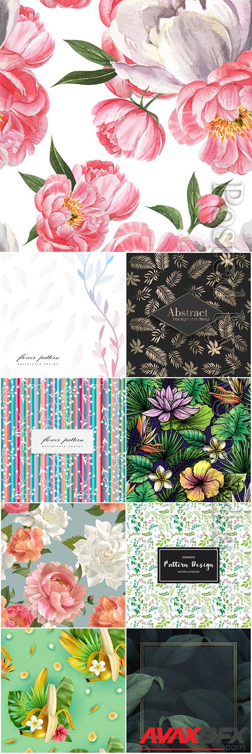 Seamless floral backgrounds in vector # 10