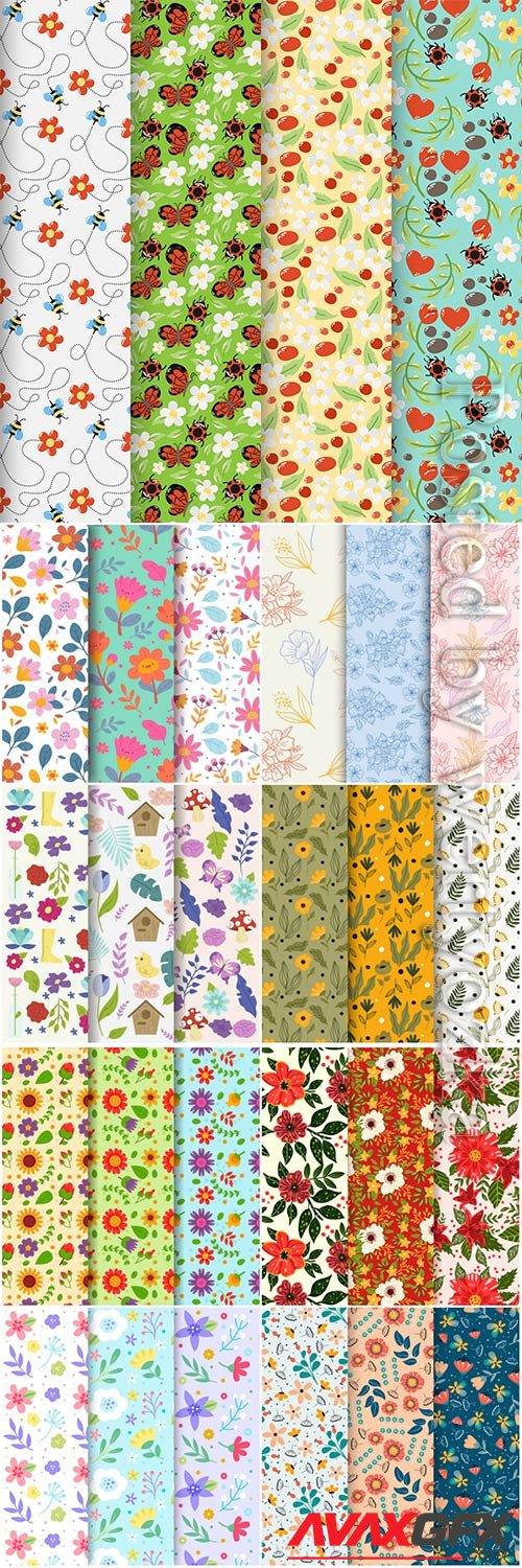 Seamless floral backgrounds in vector # 4