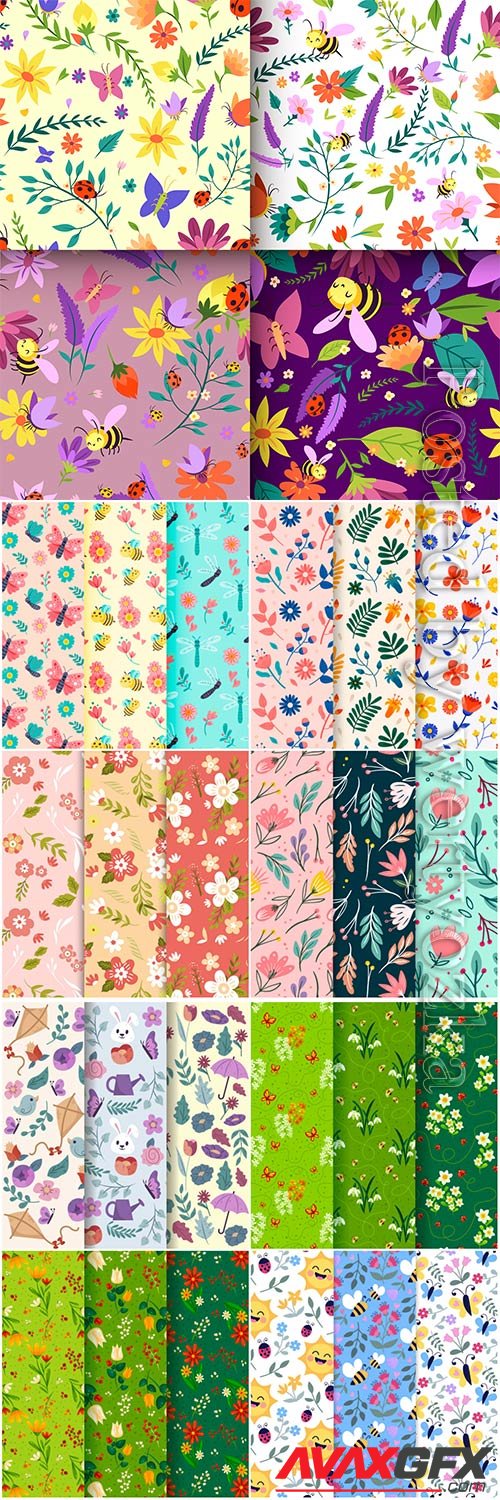 Seamless floral backgrounds in vector # 6