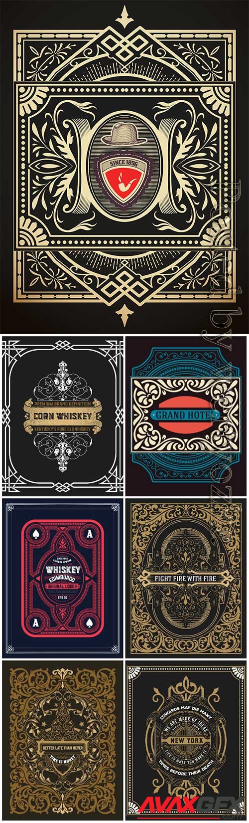 Vector vintage labels, borders, frames, corners, emblems and ribbons # 5