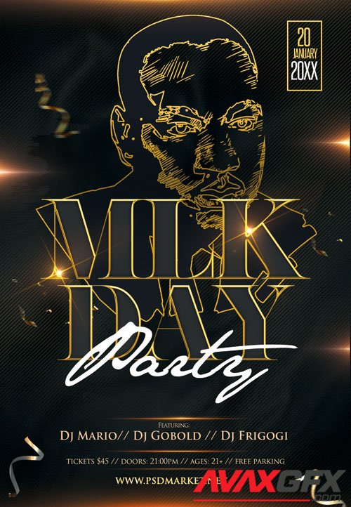 Mlk day party - Premium flyer psd template