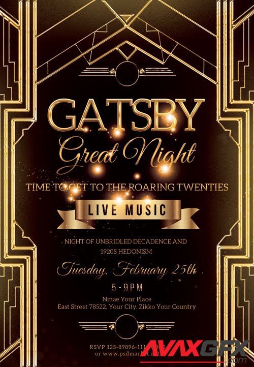 Gatsby great night - Premium flyer psd template