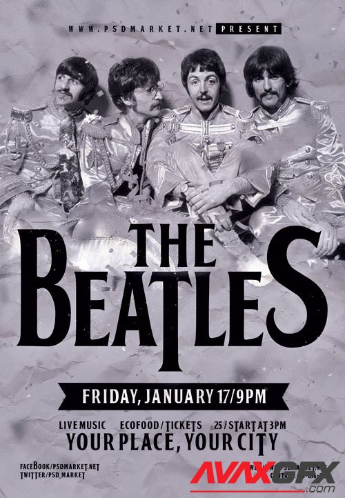 Beatles event - Premium flyer psd template