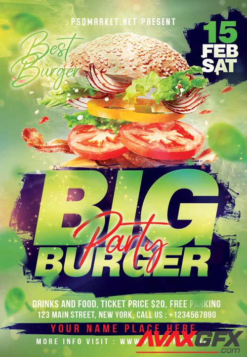 Burger party - Premium flyer psd template