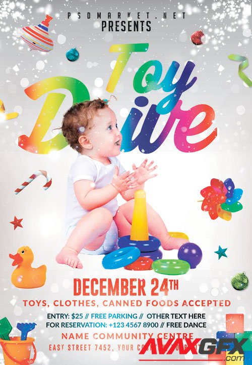 Toy drive night - Premium flyer psd template