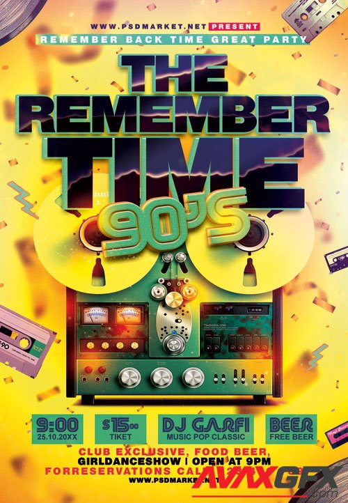 Remember time 90s - Premium flyer psd template