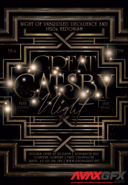 Great gatsby night - Premium flyer psd template