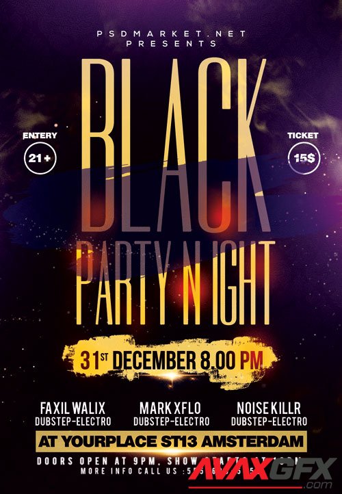 Black party night event - Premium flyer psd template