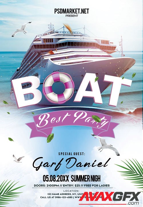 Boat party night - Premium flyer psd template