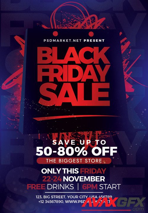 Black friday night - Premium flyer psd template