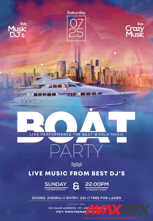 Boat club party - Premium flyer psd template