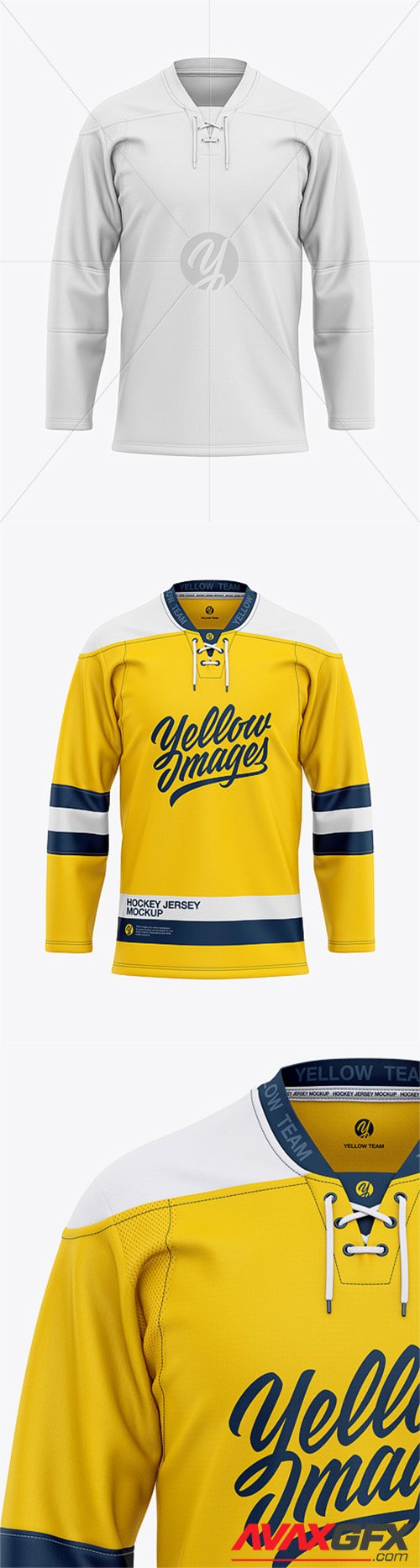 Men’s Lace Neck Hockey Jersey Mockup - Front View 40199