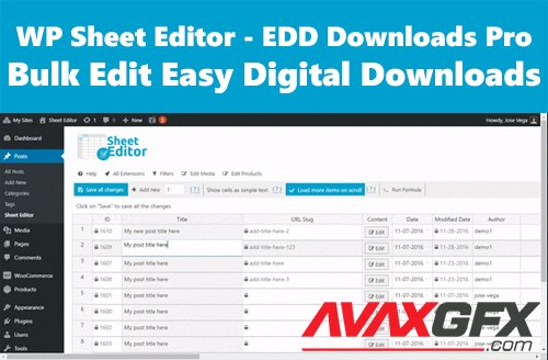 WP Sheet Editor - EDD Downloads Pro v1.0.26 - Bulk Edit Easy Digital Downloads