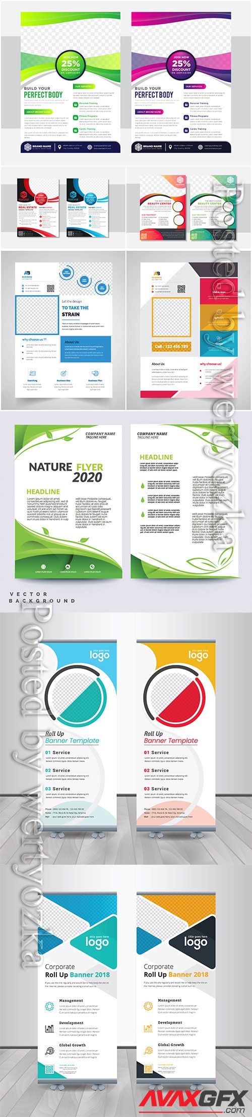 Annual report concept flyer template, roll up business