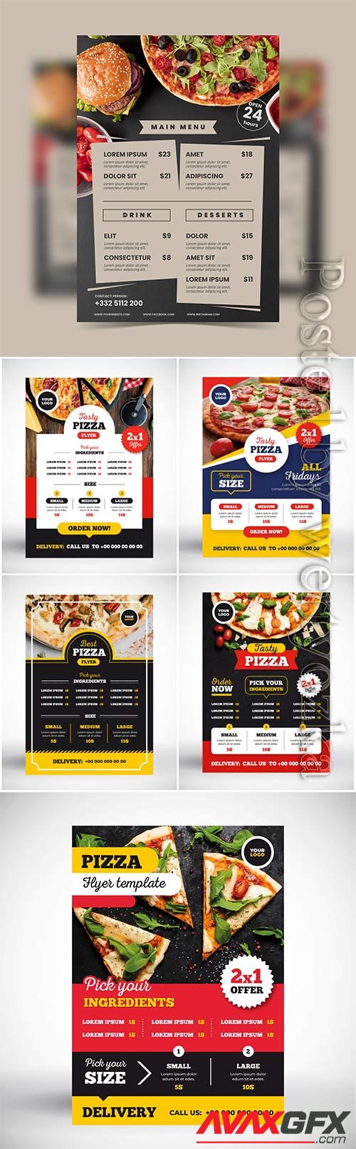 Pizza menu vector concept