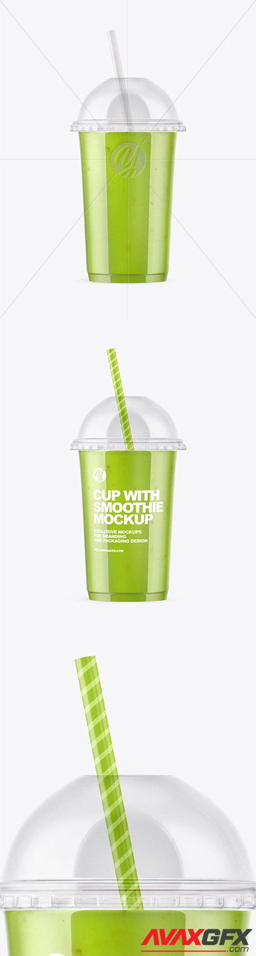 Green Smoothie Cup with Transparent Cap Mockup 61188