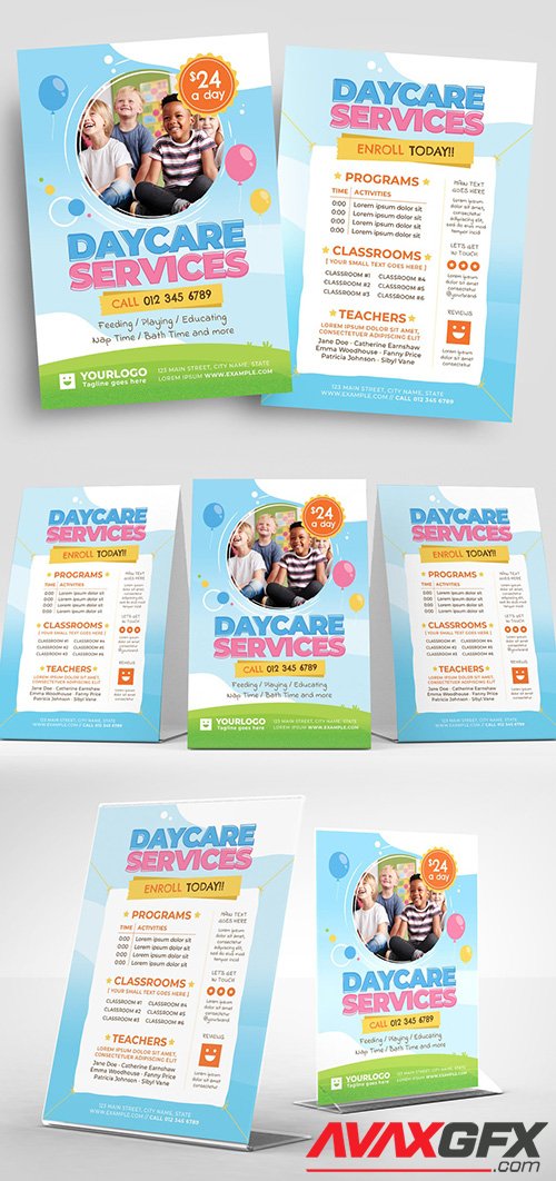 Daycare Flyer Layout for Kindergarten Preschool Services 353660965