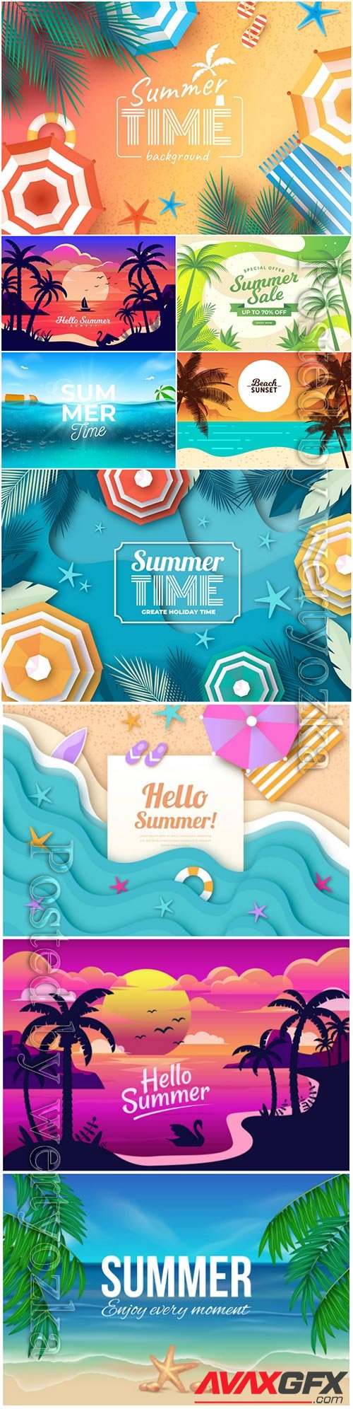 Summer realistic vector background with beach