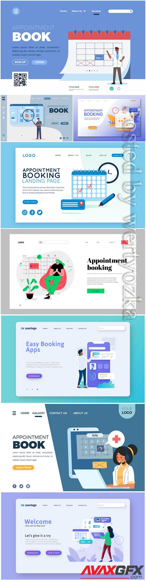 Appointment booking landing vector page