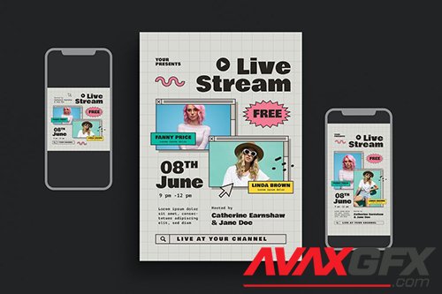 Live Stream Event Flyer Set