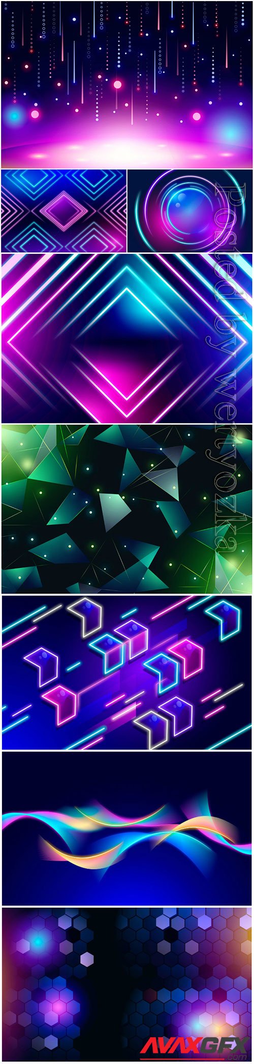 Neon abstract background vector set