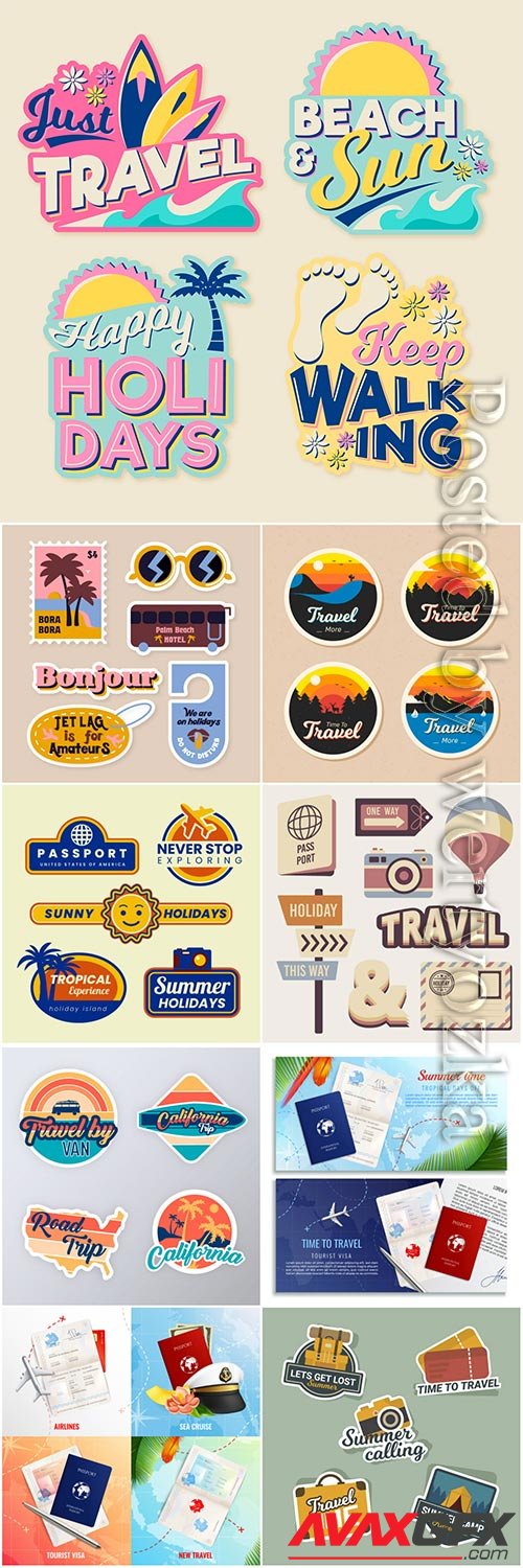 Travel sticker vector collection illustration