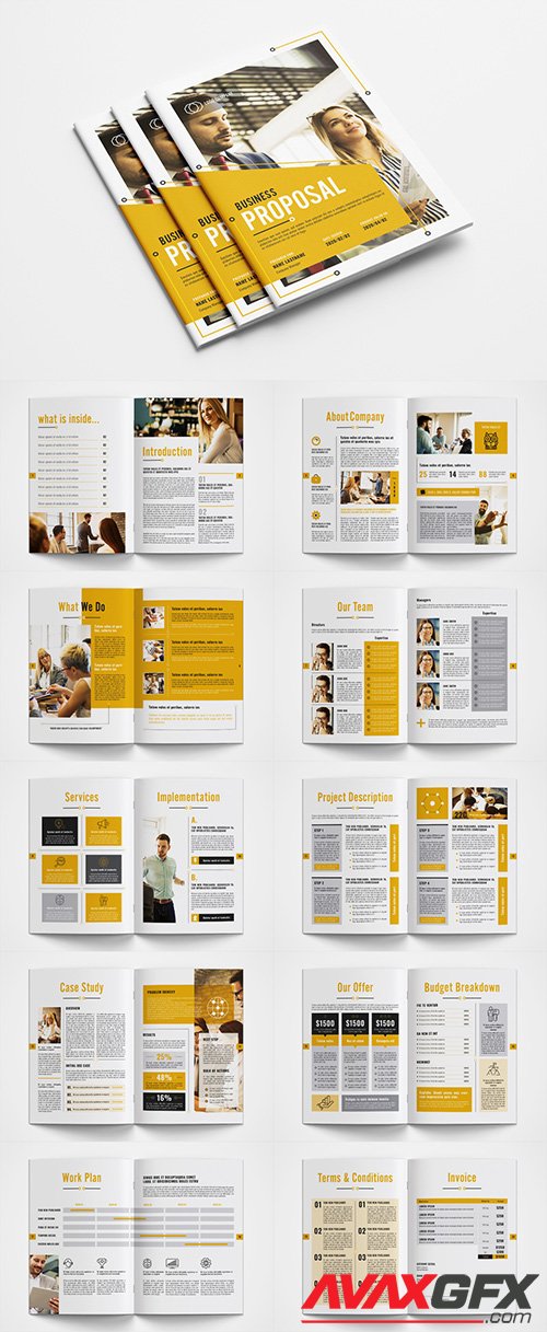 Business Proposal Layout with Orange Accents 351014015