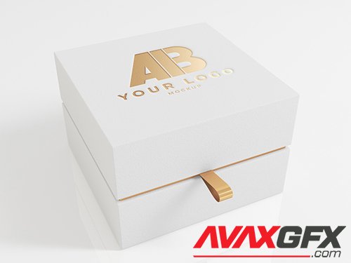 Gold Logo on White Luxury Box Mockup 350951977
